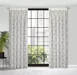 Zasłona na taśmie 140x270 WIKI biała w stylu eko z popielatym nadrukiem kwiatów - 5