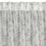 Zasłona na taśmie 140x270 WIKI biała w stylu eko z popielatym nadrukiem kwiatów - 12