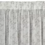 Zasłona na taśmie 140x270 WIKI biała w stylu eko z popielatym nadrukiem kwiatów - 4
