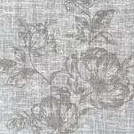 Zasłona na taśmie 140x270 WIKI biała w stylu eko z popielatym nadrukiem kwiatów - 2