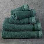 Ręcznik 100x150 ABBIE ciemna zieleń z żakardową błyszczącą bordiurą w pasy z delikatną krateczką 500 g/m2 - 5