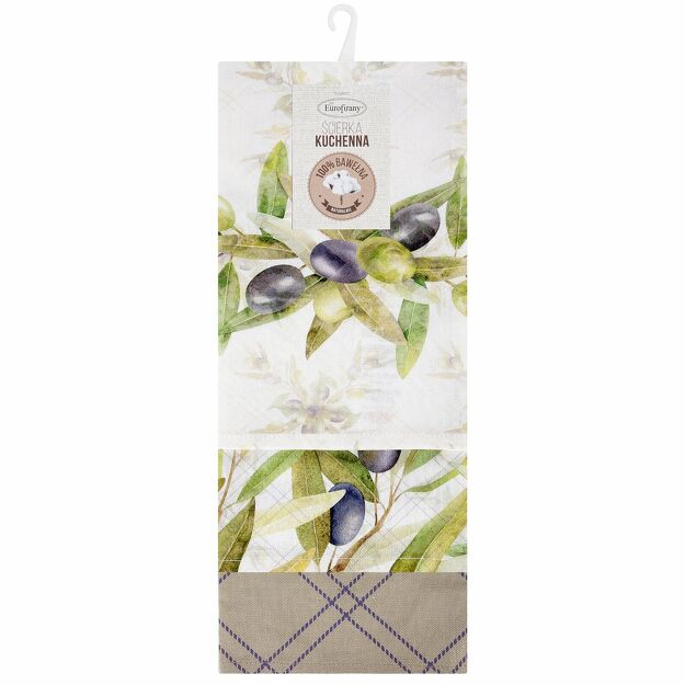 Komplet ścierek kuchennych 3x50x75 OLIVE oliwkowe w różne wzory z bawełny