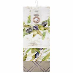Komplet ścierek kuchennych 3x50x75 OLIVE oliwkowe w różne wzory z bawełny
