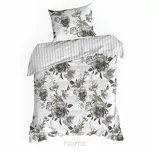Pościel satynowa 160x200 SPRING 39 biała z stalowym wzorem kwiatowym z kolekcji Classic - 6