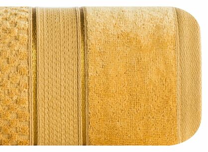Ręcznik 30x50 JESSI musztardowy z fakturą krateczki i gładką welurową bordiurą