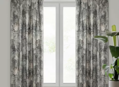 Zasłona gotowa na taśmie 140x270 ESTER welwetowa srebrna z przecieranym wzorem