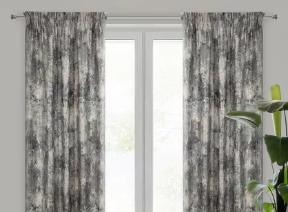 Zasłona na taśmie 140x270 ESTER welwetowa srebrna z przecieranym wzorem