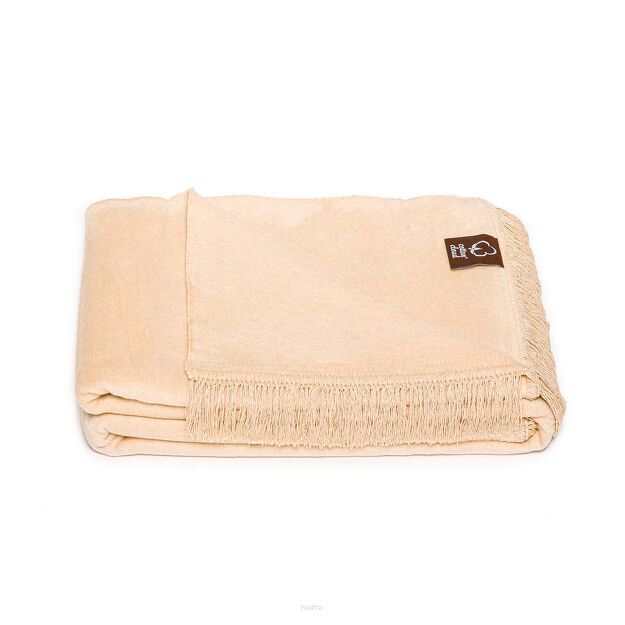 Koc bawełniany 150x200 0293-5 jasny beż gładki z frędzlami