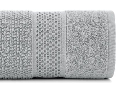 Ręcznik bawełniany 70x140 DANNY srebrny z wytłaczaną bordiurą i błyszczącą nicią