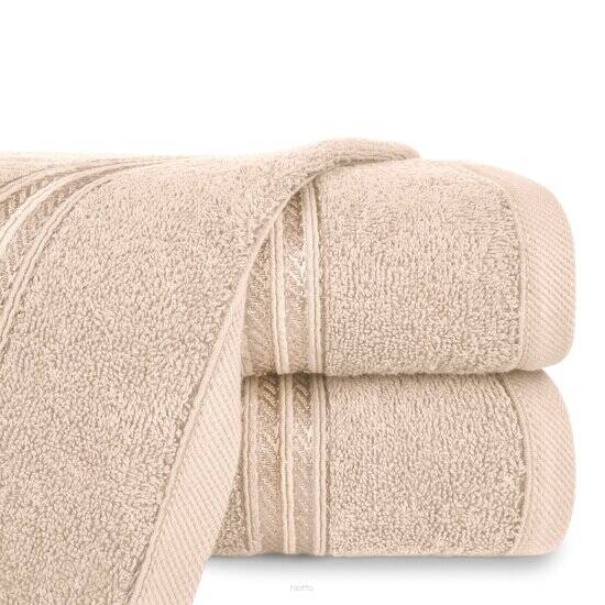 Ręcznik bawełniany 50x90 LORI beżowy z delikatną bordiurą z błyszczącą nicią