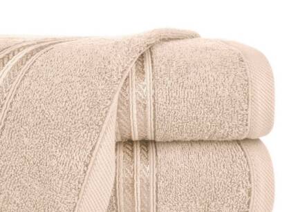 Ręcznik bawełniany 50x90 LORI beżowy z delikatną bordiurą z błyszczącą nicią 