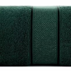 Ręcznik bawełniany 50x90 LIANA ciemna zieleń zdobiony bordiurą z błyszczącą nicią
