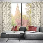 Zasłona na przelotkach 140x250 GLORIA 2 welwetowa kremowa z szampańskim nadrukiem liści - 8