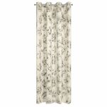 Zasłona na przelotkach 140x250 GLORIA 2 welwetowa kremowa z szampańskim nadrukiem liści - 10