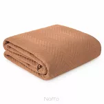 Narzuta jednokolorowa 200x220 LEN 3 ceglana pikowana w gęstą jodełkę imitująca len - 5