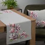 Nakładka gobelinowa 100x100 1214 popielata z wzorem różowych kwiatów magnolii - 4