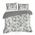 Pościel satynowa 160x200 SPRING 62 srebrna z wzorem kwiatowym z kolekcji Classic - 6