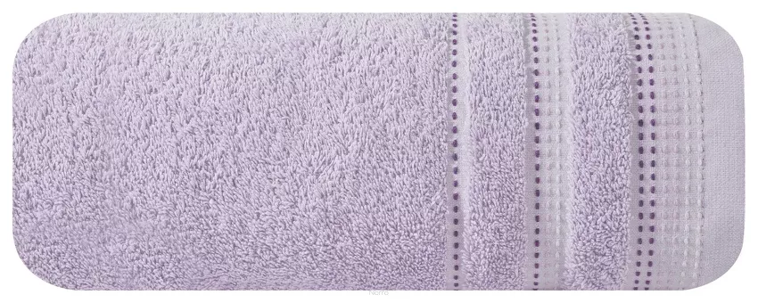 Ręcznik 70x140 POLA wrzosowy z kolorową bordiurą zakończoną stebnowaniem 500 g/m2