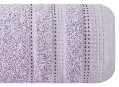Ręcznik 70x140 POLA wrzosowy z kolorową bordiurą zakończoną stebnowaniem 500 g/m2