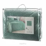 Narzuta na fotel welwetowa 70x160 SOFIA miętowa pikowana w gęstą jodełkę - 5