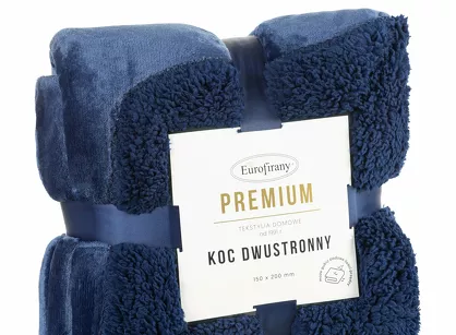 Koc jednokolorowy 170x210 TEDY granatowy imitujący buklę