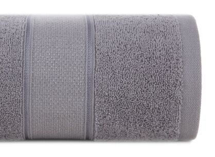 Ręcznik bawełniany 50x90 LIANA srebrny zdobiony bordiurą z błyszczącą nicią