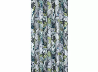 Zasłona na taras 155x200 GARDEN 20 zielona na szelkach zapinanymi na rzepy wodoodporna z motywem botanicznym