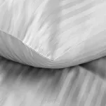 Pościel satynowa 140x200 VERA jednokolorowa gładka srebrna w prążki - 4