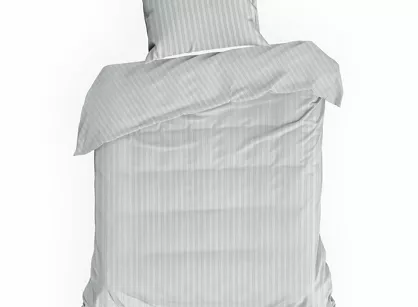 Pościel satynowa 140x200 VERA jednokolorowa gładka srebrna w prążki