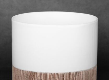 Ceramiczna osłonka na donicę fi 18x15 MILI 1 biała brązowa dwukolorowa w kształcie walca