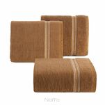 Ręcznik 70x140 FILON miodowy zdobiony bordiurą w prążki z połyskującą srebrną nicią - 4