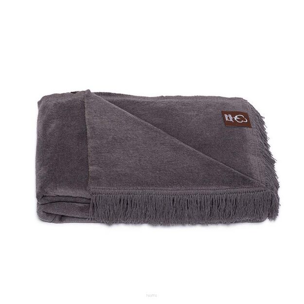 Koc bawełniany 150x200 0293-42 asche popielaty gładki z frędzlami