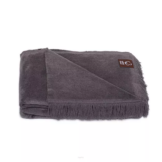 Koc bawełniany 150x200 0293-42 asche popielaty gładki z frędzlami