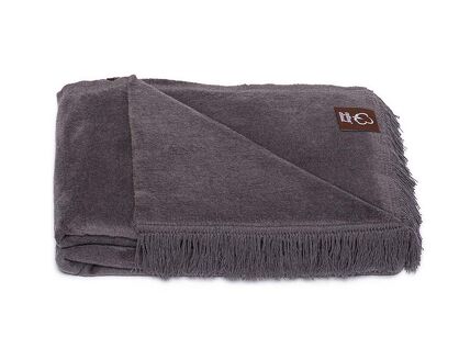 Koc bawełniany 150x200 0293-42 asche popielaty gładki z frędzlami