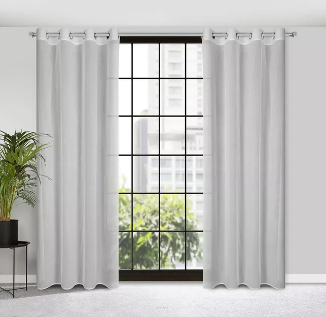 Firana na przelotkach 140x250 KEJTI biała jednokolorowa o strukturze drobnego dreszczyku