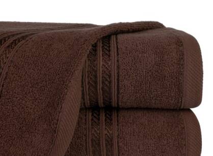 Ręcznik bawełniany 50x90 LORI brązowy z delikatną bordiurą z błyszczącą nicią 