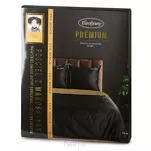 Pościel z makosatyny 220x200 EVA 8A czarna z lamówką złotą i napisami - 6