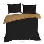 Pościel z makosatyny 220x200 EVA 8A czarna z lamówką złotą i napisami - 4