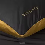 Pościel z makosatyny 220x200 EVA 8A czarna z lamówką złotą i napisami - 3