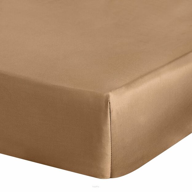 Prześcieradło z satyny bawełnianej z gumką NOVA 3 ceglane 180x200