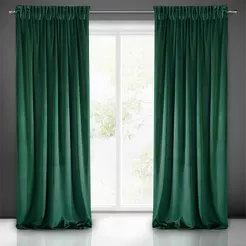 Zasłona gotowa na taśmie 140x270 VILLA welwetowa ciemna zieleń jednokolorowa o aksamitnej strukturze