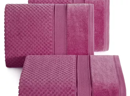 Ręcznik bawełniany 50x90 JESSI amarantowy z fakturą krateczki i gładką welurową bordiurą