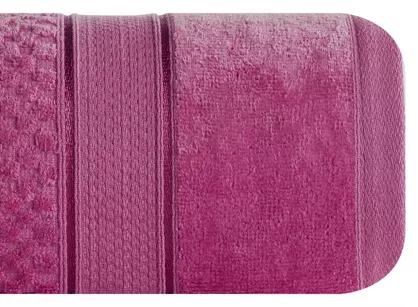 Ręcznik bawełniany 50x90 JESSI amarantowy z fakturą krateczki i gładką welurową bordiurą