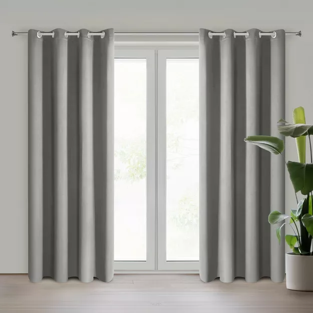 Zasłona na przelotkach 135x250 PARISA zaciemniająca srebrna jednokolorowa Design 91