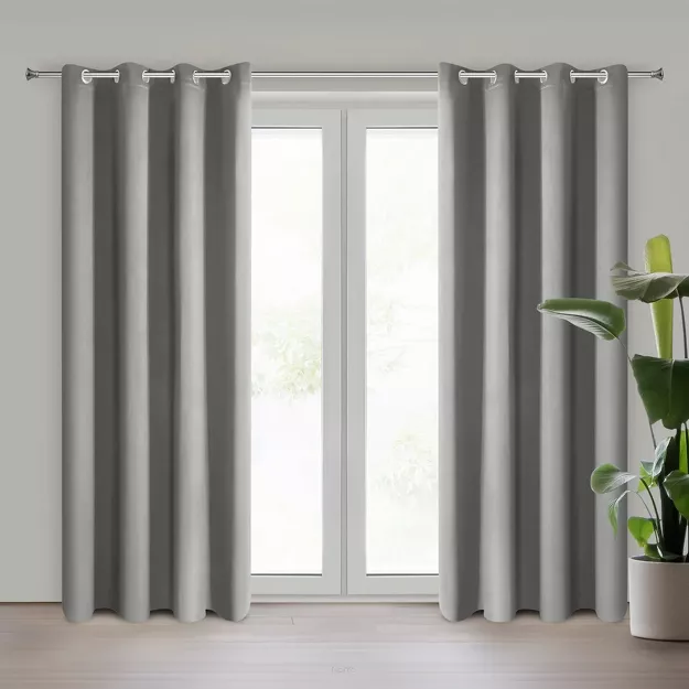 Zasłona na przelotkach 135x250 PARISA zaciemniająca srebrna jednokolorowa Design 91