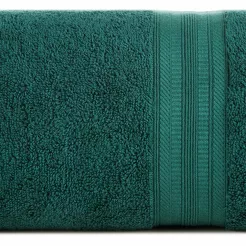 Ręcznik 50x90 ELEN z bawełny egipskiej ciemna zieleń z ozdobną delikatną bordiurą