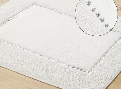 Dywanik bawełniany 60x90 CHIC biały zdobiony kryształkami