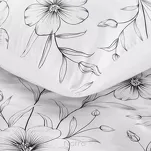 Pościel satynowa 220x200 SPRING 64 biała z czarnym wzorem roślinnym z kolekcji Classic - 7
