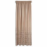 Zasłona na taśmie MARIELA welwetowa beżowa z szampańskim nadrukiem - 5