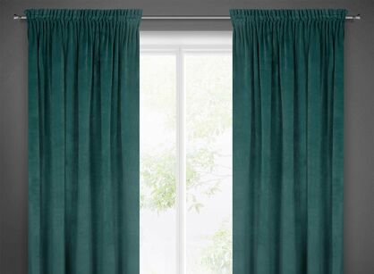 Zasłona na taśmie 140x270 VILLA welwetowa ciemny turkus o aksamitnej strukturze